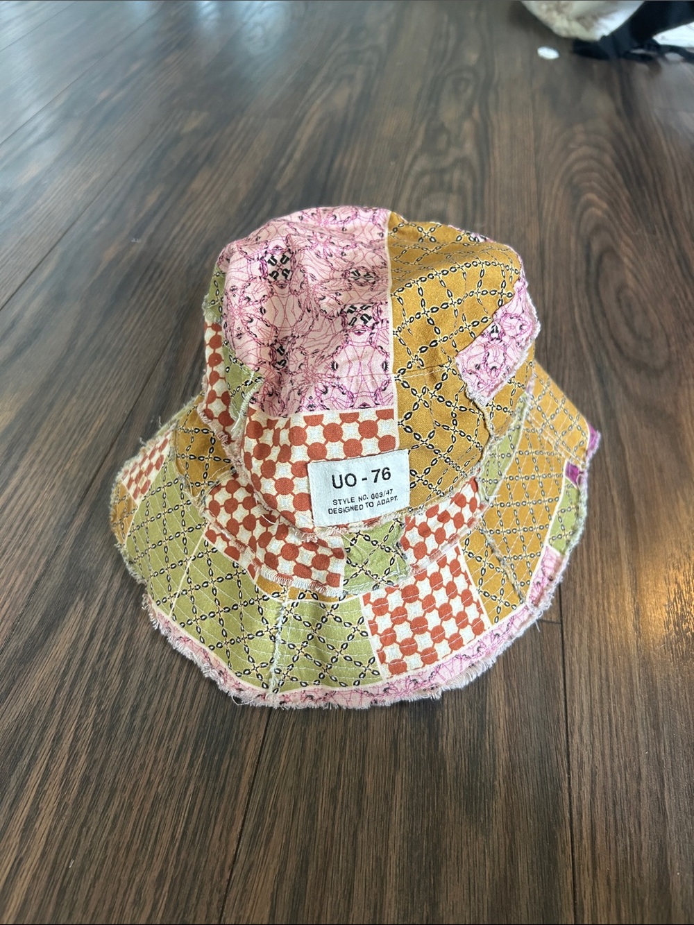 Urban Outfitters Patchwork Bucket Hat in Pink, Mustard, Green